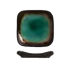 Thumbnail image #1 for Libbey Hakone BF-1 Square Ceramic Dipping Dish, 3-1/2", Turquoise with Dark Brown Rim