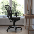 Thumbnail image #2 for Flash Furniture Nicholas HL-0001-RLB-GG Adjustable-Height Swivel Task Chair with Mesh Back, Upholstered Seat, Padded Arms and Casters