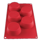 Thumbnail image #2 for Thunder Group PLBM003S 5-Cavity Silicone Muffin Baking Mold, 4-3/5 oz., -40° to 550°F, Non-Stick, Red Case of 48