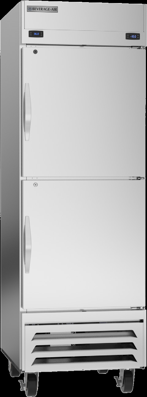 Product image #6 for Beverage-Air Horizon Series 1-Section Dual-Temperature Reach-In Refrigerator/Freezer with Half Solid Doors, Bottom Mount, Stainless Steel