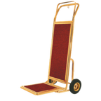 Thumbnail image #1 for AARCO Products HT-2B Brass Tubular Frame Hand Truck with Red Carpet and 8-Inch Pneumatic Wheels