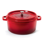 Thumbnail image #1 for G.E.T. Heiss CA-006-R/BK/CC Cast Aluminum Induction Dutch Oven, 6-1/2 qt, Red with Black Interior, with Lid