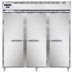 Thumbnail image #1 for Continental Refrigerator Designer Line D3RNPT-SD-GD Three-Section Pass-Thru Reach-In Refrigerator, Self-Contained, Stainless Front, Glass Rear Doors