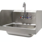 Thumbnail image #2 for Advance Tabco 7-PS-66 Wall-Mounted Stainless Steel Hand Sink, 14" x 10" Bowl, 5" Deep, Side Splashes, Faucet Included