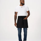 Thumbnail image #1 for Chef Works AHS02-BLK-0 Half Bistro Canvas Apron, Unisex, Black, Poly/Cotton, Hidden Pen Pocket, Straps Not Included