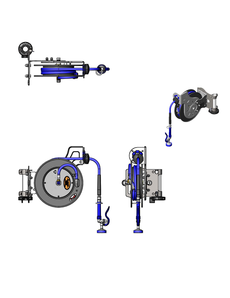 Product image #2 for Open Epoxy-Coated Steel Retractable Hose Reel with 35-Foot Hose and Stainless Steel Table Leg Swing Bracket