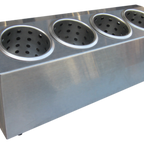 Thumbnail image #1 for Steril-Sil Company CC-LTC-4BR Portable 4-Hole Insulated/Ice-Cooled Countertop Bottle Rail, 304 Stainless Steel