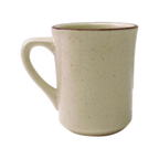 Thumbnail image #1 for International Tableware Granada GR-17 Ceramic Toledo Coffee Cup with Handle, 8.5 oz, American White with Brown Speckle Case of 3 Dozen