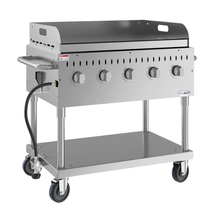 Product image #8 for KoolMore 5-Burner Mobile Propane Outdoor Charbroiler Grill with Griddle Plate and Grates