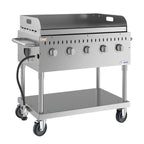 Thumbnail image #8 for Koolmore CGKIT3-36G Mobile 5-Burner Propane Charbroiler with Griddle Plate, Grates, and Stainless Steel Construction