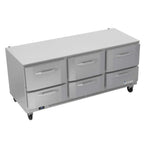 Thumbnail image #1 for Victory Refrigeration VURD72HC-6 Three-Section Undercounter Refrigerator, 72"W, 6 Drawers, Rear-Mounted Self-Contained Refrigeration