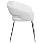 Thumbnail image #2 for Flash Furniture Fusion CH-162731-WH-GG Upholstered Side/Reception/Lounge Chair, Curved Frame, White Bonded Leather, Chrome Legs