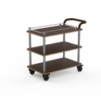 Thumbnail image #1 for Steelite Mogogo, Roll'n MGCRNX02WSXX Multi-Purpose Service Cart with Top Border, Mango Wood Shelves, Brushed Stainless Steel Finish