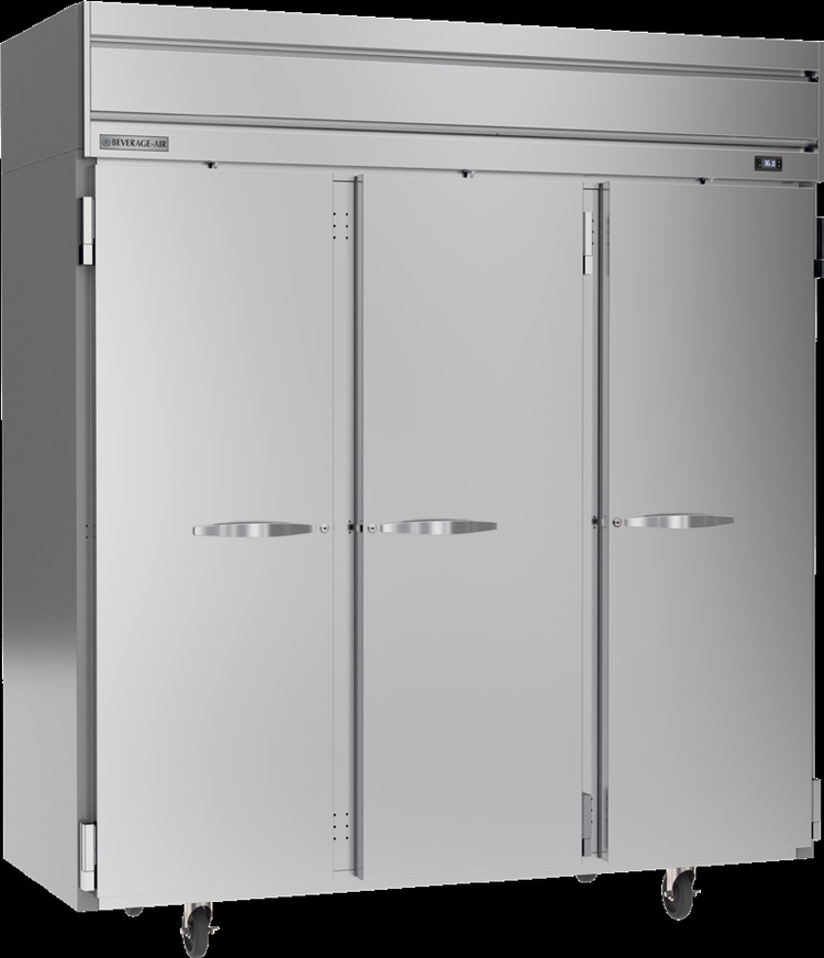 Product image #5 for Beverage Air Horizon Series Three-Section Solid Door Reach-In Refrigerator, 71.52 Cu. Ft., Top-Mounted Self-Contained