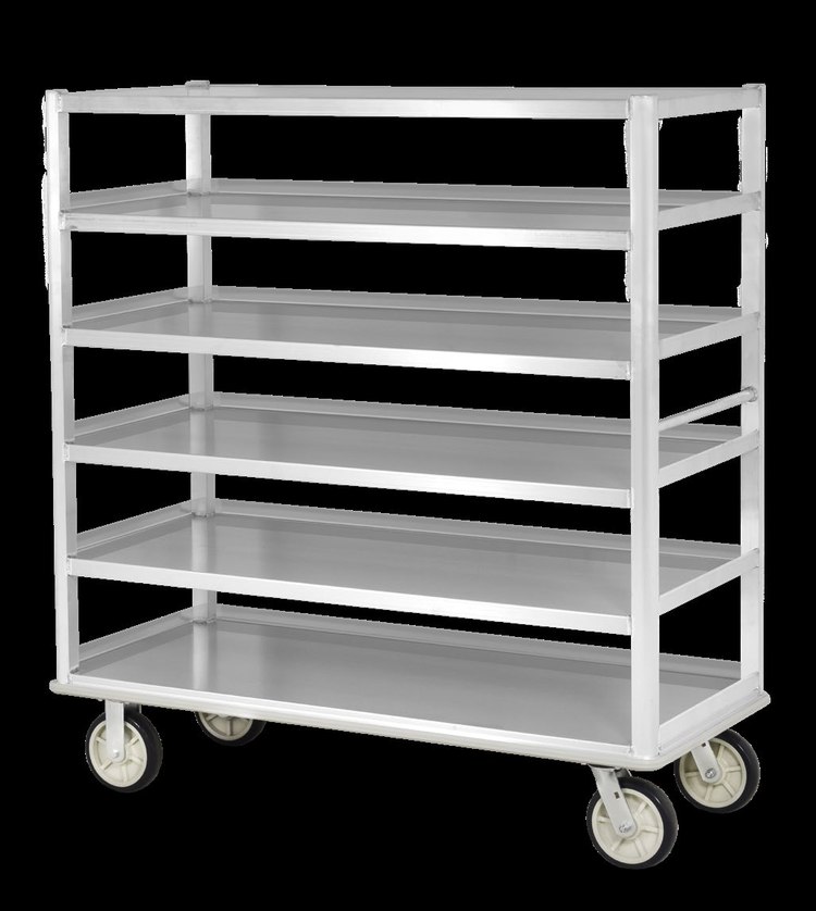 Product image #5 for FWE Heavy-Duty Aluminum Queen Mary Utility Cart, 6 Shelves, 27 x 60 Inches, Flanged-Down Edges