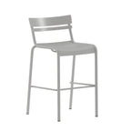 Thumbnail image #1 for Flash Furniture XU-CH-10318-B-SIL-GG Outdoor Stacking Bar Stool, Powder-Coated Steel, Slatted Back and Seat, Footrest, Silver