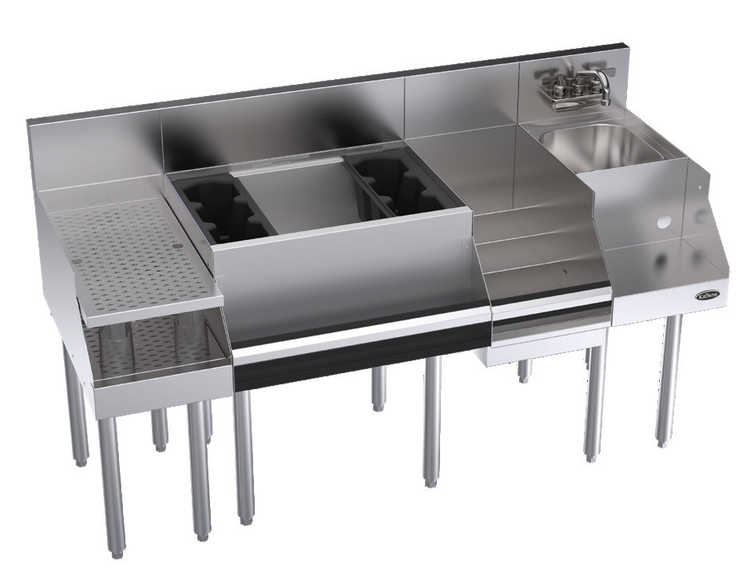 Product image #6 for Royal Series 60-Inch Underbar Ice Bin/Cocktail Station with 24-Inch Ice Bin, Blender Station, Liquor Display, and 10-Circuit Cold Plate