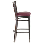 Thumbnail image #2 for Flash Furniture Hercules XU-DG697BLAD-CLR-BAR-BURV-GG Commercial Bar Stool, Metal Ladder Back, Burgundy Vinyl Upholstered Seat