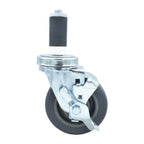 Thumbnail image #1 for BK Resources 4SBR-2RA-GR-TLB 4" Gray Rubber Swivel Stem Caster with Top-Lock Brake, 1-1/4" Expanding Stem, 250 lb Capacity