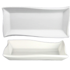 Thumbnail image #1 for International Tableware Aspekt AS-80 Rectangular Porcelain Plate, 7-7/8" x 3-3/4", Rolled Edge, Wave Design Case of 3 Dozen