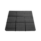 Thumbnail image #1 for CAC China RMAT-33BK Interlocking Black Rubber Floor Mat, 3' x 3', 1/2" Thick, Grease-Resistant