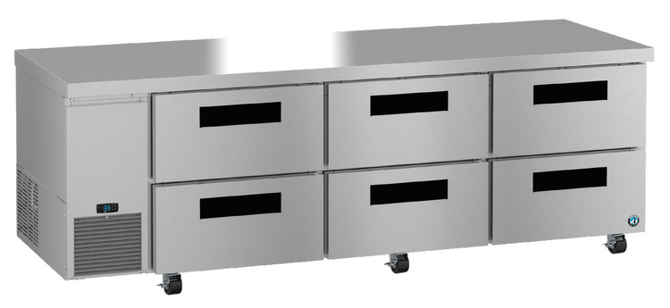 Product image #5 for Hoshizaki Steelheart 93-Inch Three-Section Undercounter Refrigerator with Six Drawers