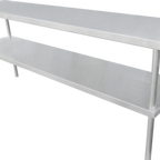 Thumbnail image #1 for IMC/Teddy TBV-2-1472 Table-Mounted Double-Tier Stainless Steel Overshelf, 14"D x 72"W, 18 Gauge, 4 Legs