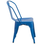 Thumbnail image #2 for Flash Furniture CH-31230-BL-GG Stacking Metal Side Chair, Blue, Slat Back, Drain-Hole Seat