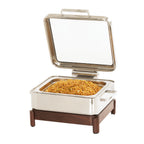 Thumbnail image #2 for Cal-Mil 23719-78 Induction Chafer, 16"W x 16"D x 10"H, rectangular metal, soft-close see-through lid, walnut