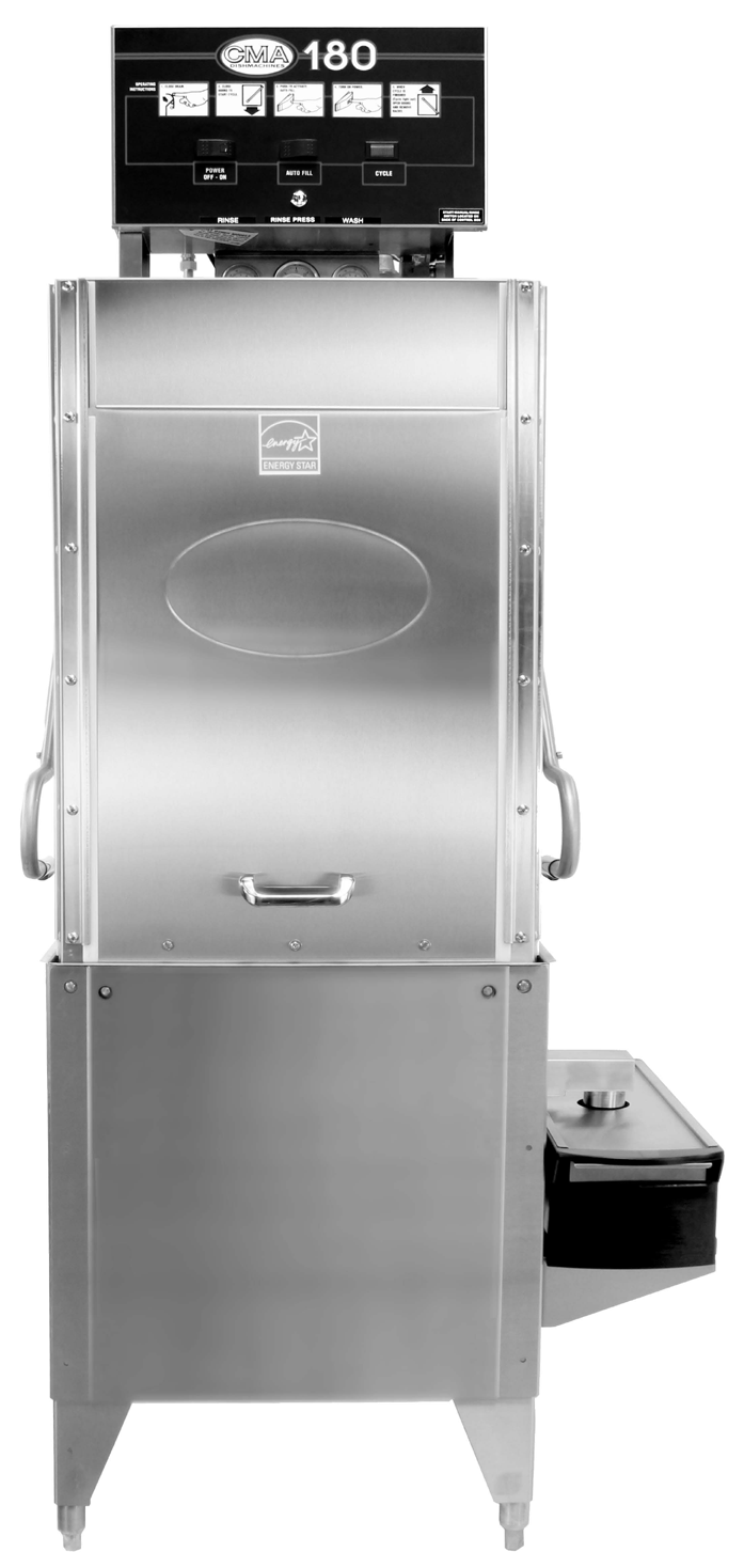 Product image #5 for CMA Dishmachines 180-TS High Temperature Single-Rack Straight-Thru Split-Door Pot & Pan Dishwasher