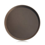 Thumbnail image #1 for New Star Foodservice Inc. 25064 Round Non-Slip Plastic Serving Tray, 14" Diameter, Brown Case of 12