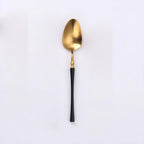 Thumbnail image #1 for Kadra Kitchenware Vikko Dine VF-SS30-IBG Bouillon Spoon, Two-Tone Brushed Black & Gold, 18/10 Stainless Steel Case of 12