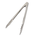Thumbnail image #1 for Browne USA Foodservice 57527 9-1/2-Inch Stainless Steel Utility Tongs with Coil Spring and Scalloped Edges