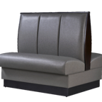 Thumbnail image #1 for ATSMFG ATS AT&S-QAD-W42-3CH-GRY Double Restaurant Booth, Gray Upholstery, 3-Channel, Dark Walnut Elm Wood Top & End Caps