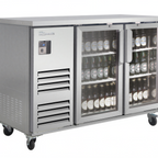 Thumbnail image #1 for Blue Air FSE LLC BLBB59-2SG-HC Two-Section Back Bar Cooler, 16.2 Cu. Ft., 2 Glass Swing Doors, Stainless Steel, 58.74"W