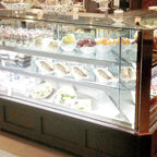 Thumbnail image #1 for RPI Industries Monarch SCMB72D-MTLH-H54 Ambient Full-Service Pastry Display Case, 72"W, Left-Hand Mitered End, 2 Shelves
