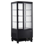 Thumbnail image #1 for USR Brands Marchia MDC78B Countertop Refrigerated Display Case, Black, 3 Adjustable Wire Shelves, Hinged Glass Door, 16.7"W