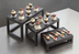 Thumbnail image #4 for American Metalcraft 3-Piece Rectangular Black Lacquered Wood Buffet Riser Set