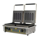 Thumbnail image #1 for Equipex LLC Roller Grill GED80 Commercial Double Electric Waffle Maker with Rectangular Cast Iron Grids and Thermostatic Controls