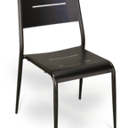 Thumbnail image #1 for JustChair Manufacturing JTM32118-BLK Outdoor Stacking Side Chair, Black Fully Welded Steel, Cutout Back and Slotted Seat