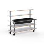 Thumbnail image #1 for Steelite Mogogo, Furnishings MGCMLC01CSXW Pro Bar Back Modular, White Carrera, Stainless Steel on Casters, Mogogo, with Ice Well, Mixed