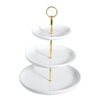 Thumbnail image #1 for CAC China Catering Collection PTE-C3 3-Tier Round White Porcelain Serving Tray, 13-3/4"H, 10", 8-1/2" & 6-1/2" Tiers Case of 8