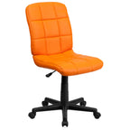 Thumbnail image #1 for Flash Furniture GO-1691-1-ORG-GG Swivel Task Chair, Adjustable Height, Armless, Orange Vinyl Upholstery, Casters
