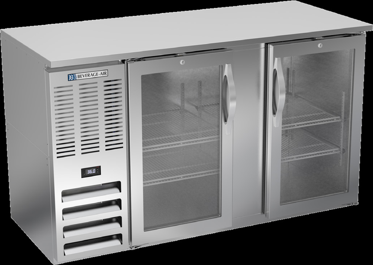 Product image #2 for Beverage-Air BBN58HC-G-S 58-Inch Shallow-Depth Two-Section Glass Door Back Bar Refrigerator