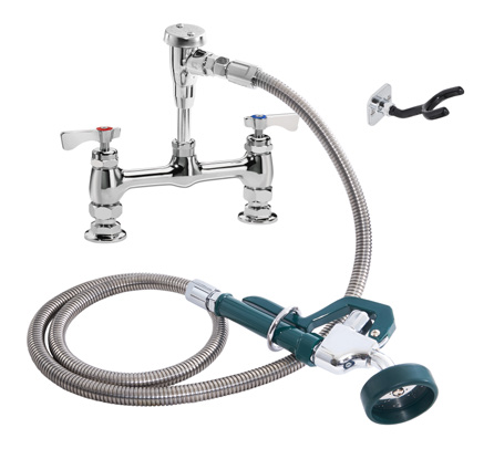 Product image #3 for Krowne Royal Series 19-208L Deck-Mount Utility Pre-Rinse Spray Assembly — 8-Inch Centers, 72-Inch Stainless Steel Hose