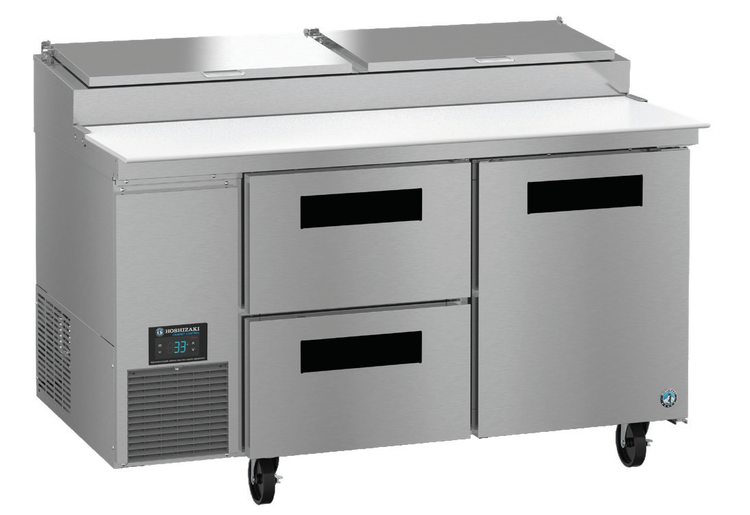 Product image #6 for Hoshizaki Steelheart 60-Inch Two-Section Refrigerated Pizza Prep Table with Door and Drawers