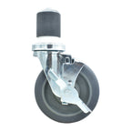 Thumbnail image #1 for BK Resources 5SBR-4RA-GR-TLB 5" Gray Rubber Swivel Stem Caster with 2" Expanding Stem and Top-Lock Brake, 250 lb Capacity