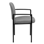 Thumbnail image #2 for Flash Furniture BT-516-1-GY-GG Stackable Side Reception Chair with Upholstered Seat and Back, Curved Arms, Gray Fabric, Black Steel Frame