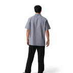 Thumbnail image #2 for Chef Works CBN03-GRY-3XL Unisex Gray Poly/Cotton Short-Sleeve Chef Coat, Double-Breasted, 3XL