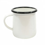Thumbnail image #1 for TableCraft Products Enamelware 80009 Porcelain-Coated Steel Mug, 12 oz, Creamy White with Black Rim Case of 6